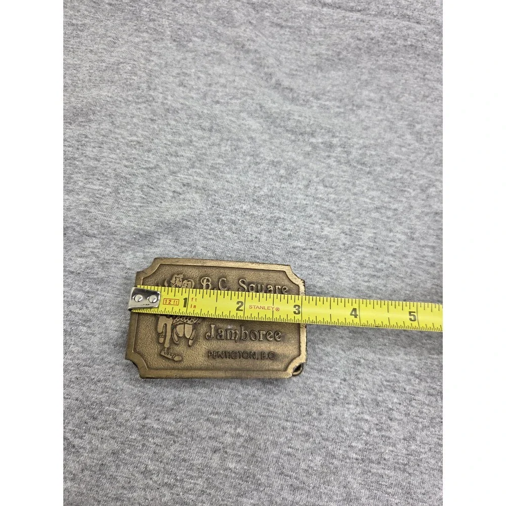 Vintage BC Square Dance Jamboree Solid Brass Canada Belt Buckle